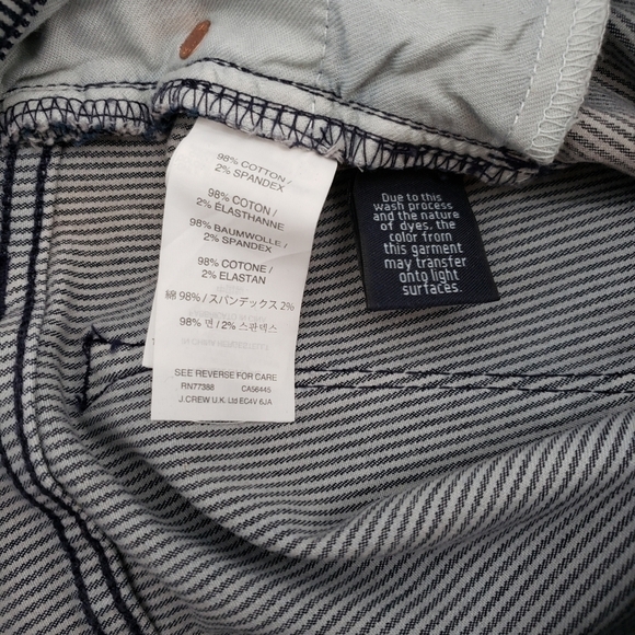 𝅺J. Crew Toothpick Black and White Striped Jeans, Size 28 - Picture 6 of 8